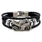 bracelet en cuir noir pour homme avec moto en acier inoxydable style biker