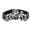Bracelet gothique pour motard en cuir noir avec squelette sur moto en acier