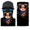 Cache-cou moto motif squelette américain avec drapeau, tissu respirant et léger, protection efficace contre le vent, la poussière et le froid, style rebelle et patriotique.