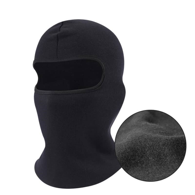Cagoule moto polaire noire unisexe pour l’hiver, chaude et respirante, à porter sous casque