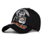 Casquette noire biker Samcro avec tête de mort brodée et faux orange, style motard rebelle