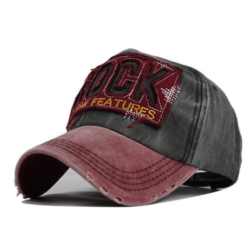 casquette moto rock ajustable homme au style biker vintage rouge et gris