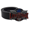 Ceinture biker en cuir noir avec boucle Live to Ride en zinc, style motard vintage