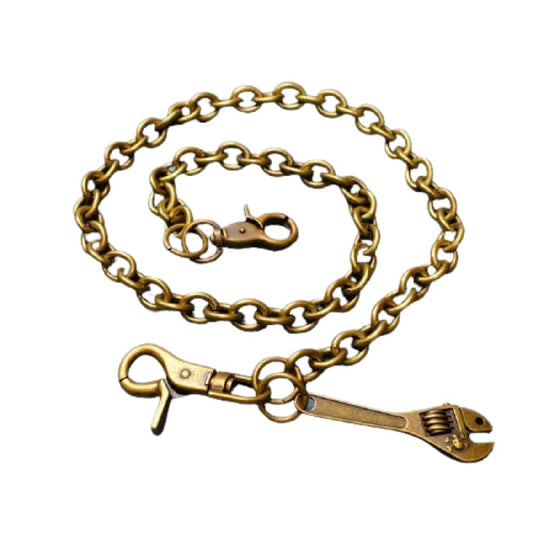 Chaîne de pantalon dorée pour femme avec pendentif clé à molette en acier inoxydable 316L