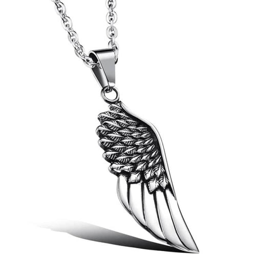 collier aile d’ange en acier inoxydable pour homme et femme style spirituel