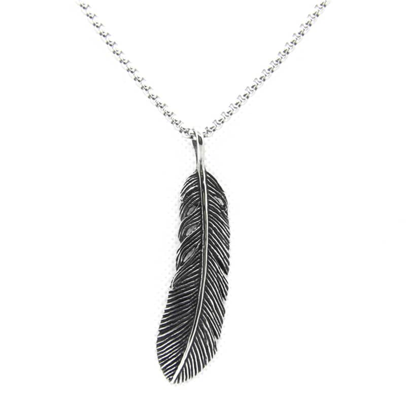 Collier pour Homme et femme avec chaine et pendentif plume