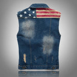 Gilet in denim da motociclista - bandiera americana - Vignette | Boutique biker