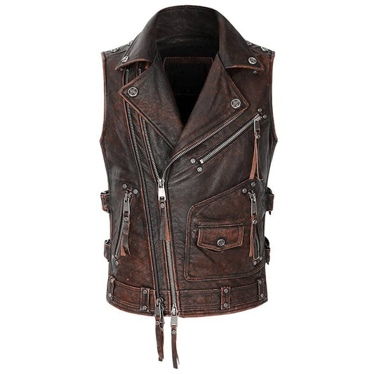 Gilet cuir biker - Ride free