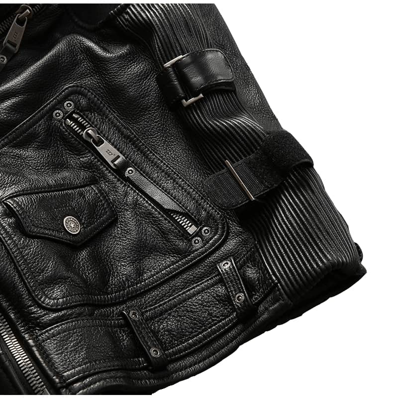 gilet sans manche homme multipoches cuir | Boutique biker