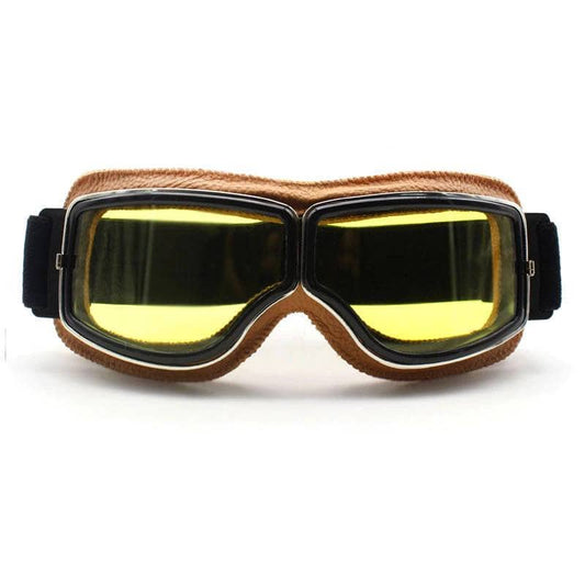 lunette moto vintage avec verre jaune pour homme, look rétro