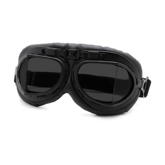 lunette moto noire style vintage avec verre fumé et cadre mat intégral