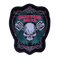 Patch biker dorsal brodé 3D avec crâne et pistons à coudre sur veste ou gilet motard