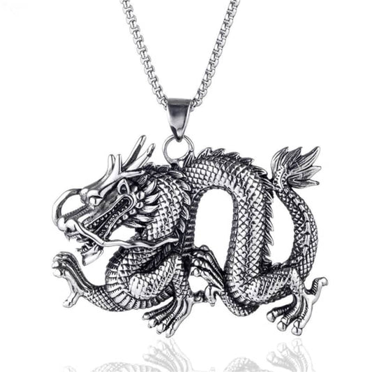 Pendentif dragon chinois en acier inoxydable 316L pour homme et femme