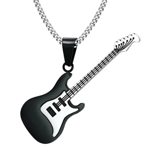 pendentif guitare électrique en acier inoxydable 316L pour homme au style rock