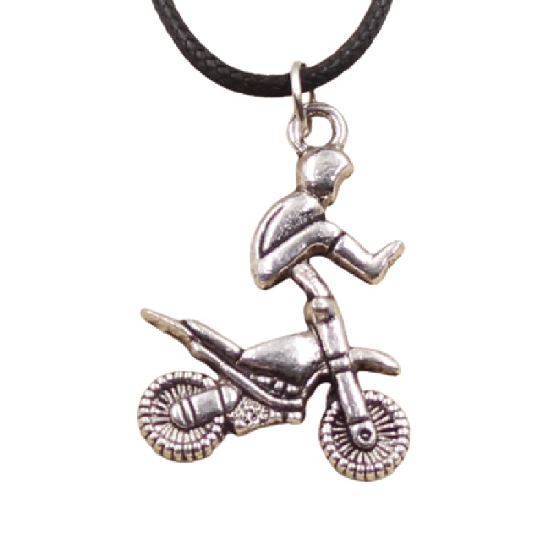 Collier pour Homme et femme avec chaine et pendentif moto cross