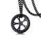 Pendentif roue de moto noir pour homme en acier 316L style biker