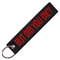 Porte-clé moto biker "But Did You Die?" en tissu noir avec boucle acier, accessoire motard original et résistant
