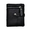 portefeuille homme cuir noir avec fermeture éclair et bouton pression, style vintage et pratique