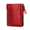 Portefeuille en cuir rouge pour femme avec fermeture éclair double et design élégant