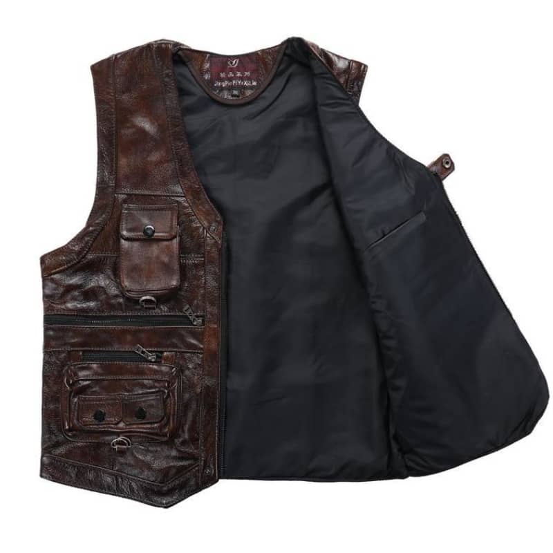 KUMRAL Gilet bouffant matelassé sans manches en cuir