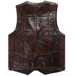 Gilet da motociclista senza maniche in pelle marrone - Vignette | Boutique biker