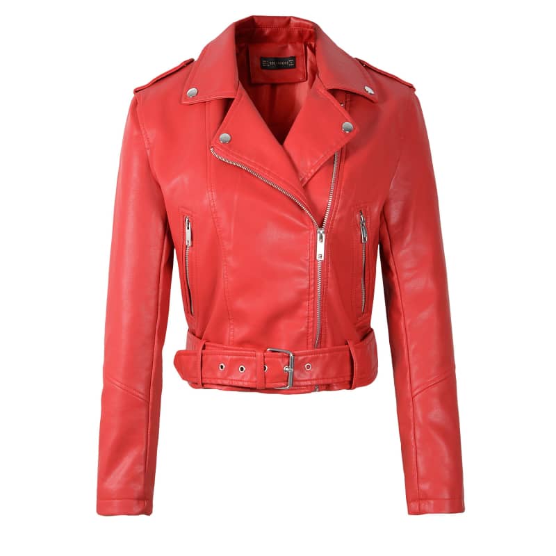 Veste simili cuir rouge | Boutique biker