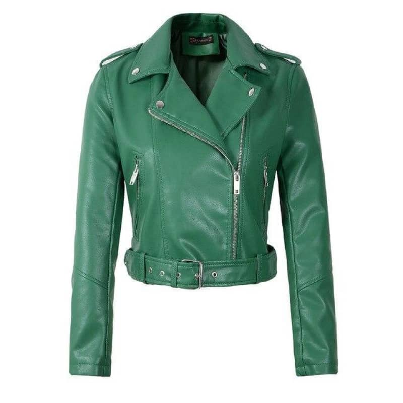 Veste simili cuir vert  | Boutique biker