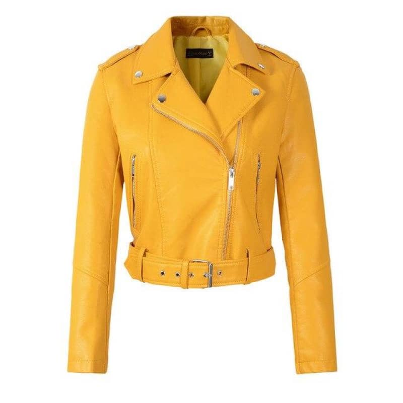 Veste simili cuir jaune | Boutique biker