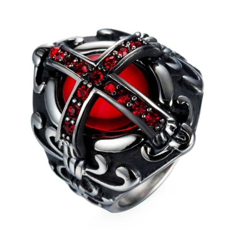 BOBIJOO Bague Biker Croix De Malte Noire – Bijou Acier Inoxydable Minimaliste Homme Femme, Style Templier Gothique