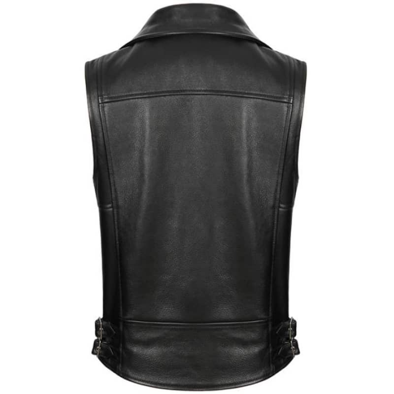Gilet Motard Sans Manches En Cuir - Fabriqué Main Au Royaume-Uni, Tailles 40 à 52