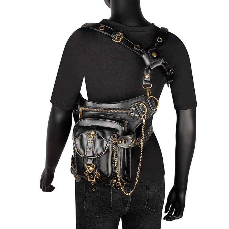 Sac Banane Steampunk Cuisse - Style Médiéval Unisexe - Idéal Pour Escalade, Vélo, Cosplay Et Voyage - Cuir Synthétique Marron