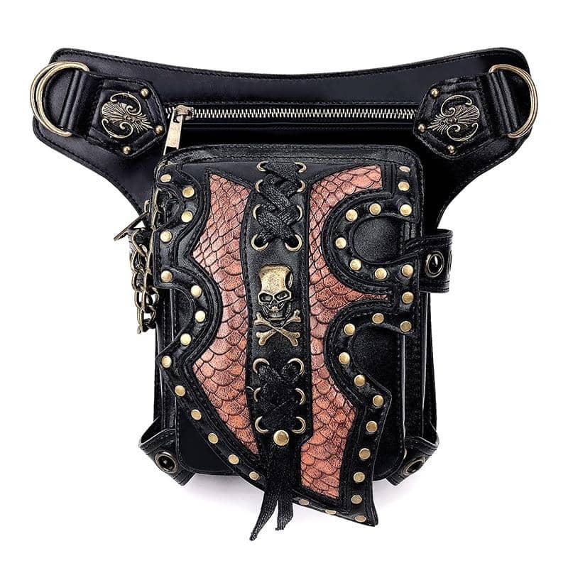 Sac de Jambe Cuisse Moto pour Femme avec Tête de Mort