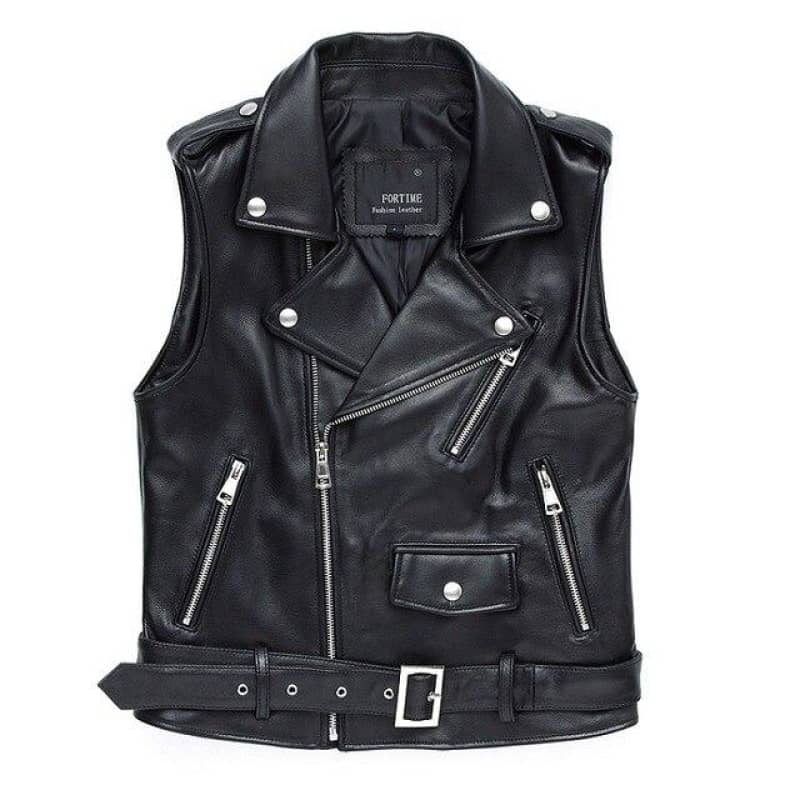 Motard Veste Sans Manche Femme Cuir Meilleur Gilet En Cuir Biker