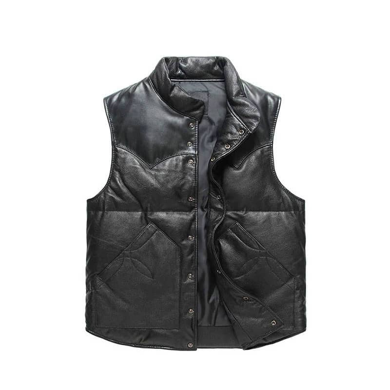 Veste Sans Manche en Cuir Moto pour Homme Motard et biker