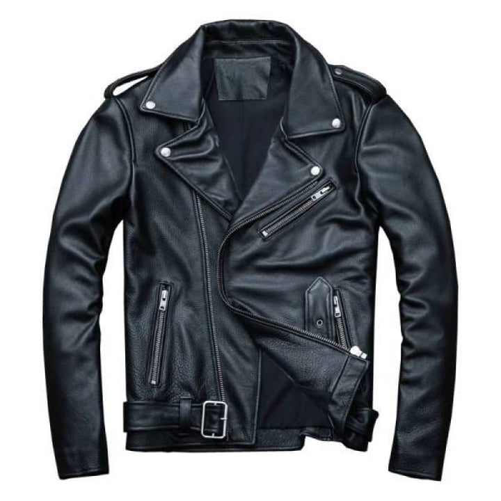 veste biker en cuir tête de mort