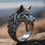 Bague en acier - Tête de loup - Vignette | Boutique biker