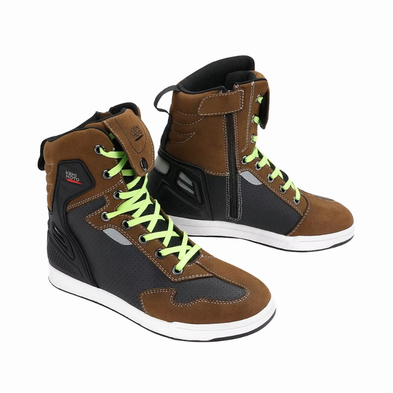 Baskets Moto ANTON MOTOBLOUZ Homme Marron - Cuir De Vachette, Semelle Caoutchouc, Certifiées CE