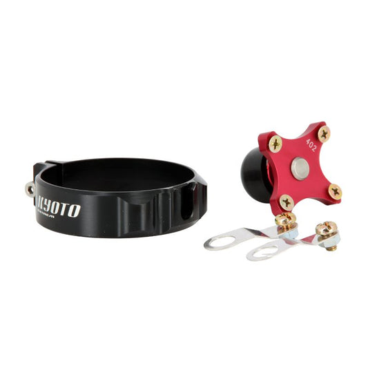 Bloque fourche moto Honda CR 125 départ 62 mm bouton plat rouge et noir