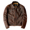 Blouson en cuir marron vintage pour homme biker