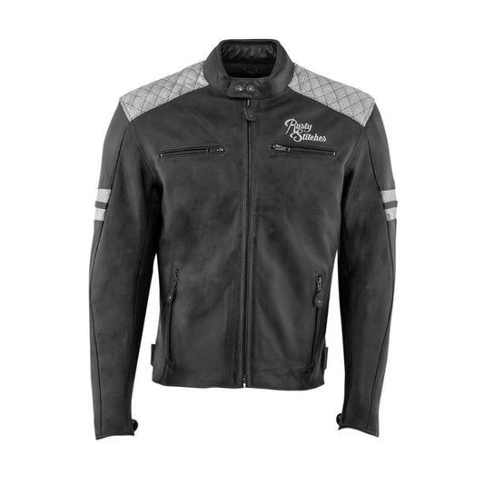 Blouson moto cuir Rusty Stitches Jari noir homme homologué CE AA avec protections