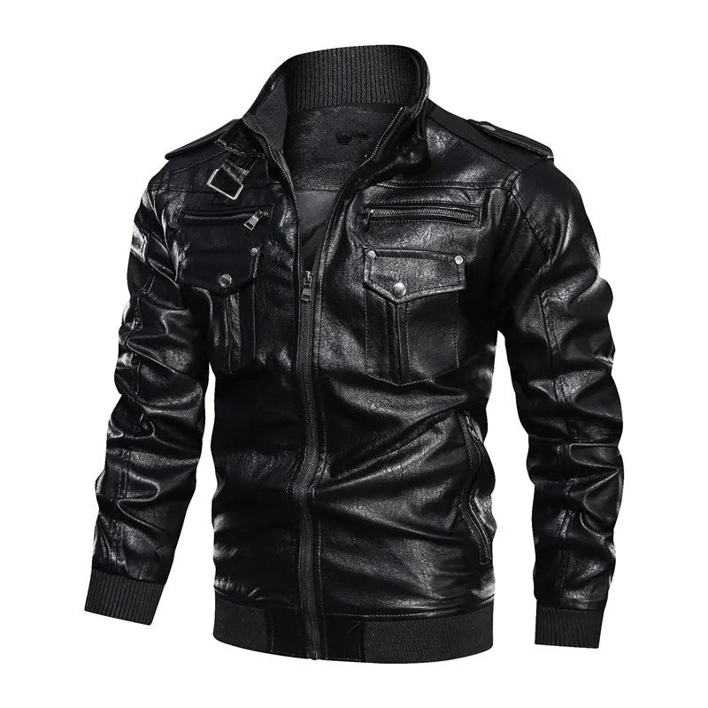 Blouson en cuir noir pour homme biker