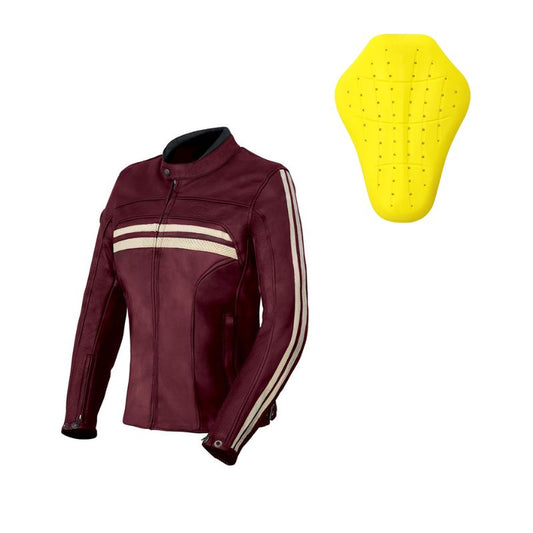 Giacca da motociclista in pelle da donna - Enfield bordeaux