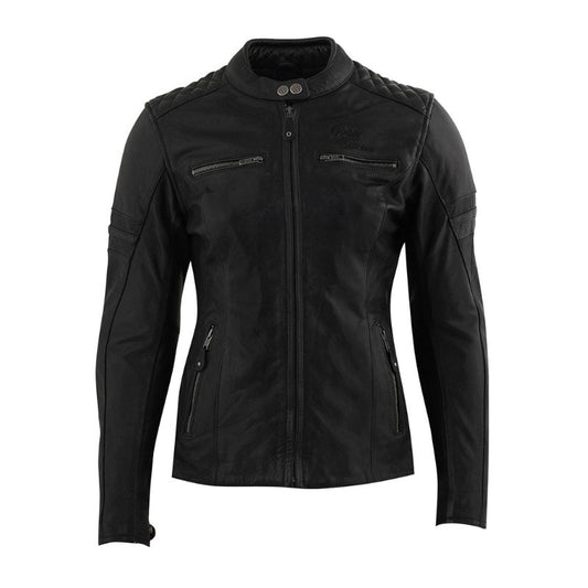 Blouson moto femme en cuir noir Rusty Stitches Joyce homologué CE