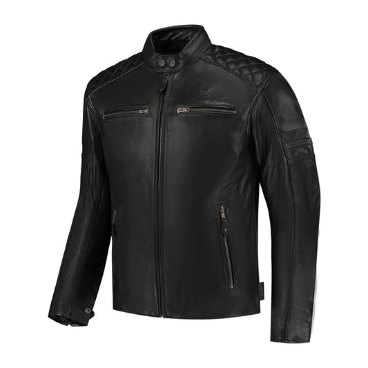 Blouson moto homme cuir vintage Jari V2 Rusty Stitches noir homologué CE