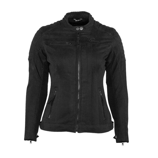 Blouson moto femme noir Rusty Stitches Lauren en canvas avec protections CE