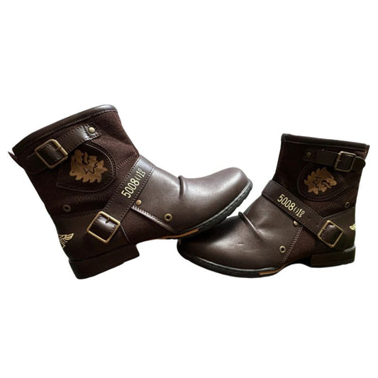 Botte biker en cuir marron pour homme et femme motard