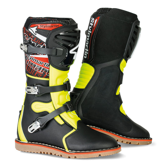 Bottes moto cross Stylmartin Impact Pro WP noires et fluo avec protections