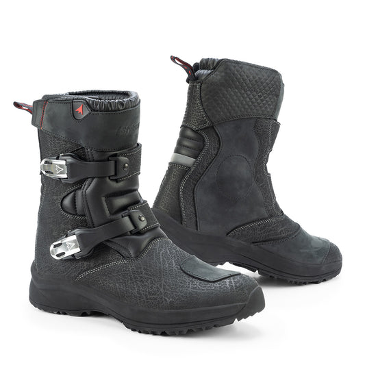 Bottes moto mi-hautes Stylmartin Navajo Evo Low WP imperméables en cuir pour homme et femme
