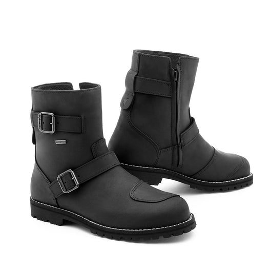 Bottes moto stylmartin legend mid wp cuir noir imperméables pour homme et femme