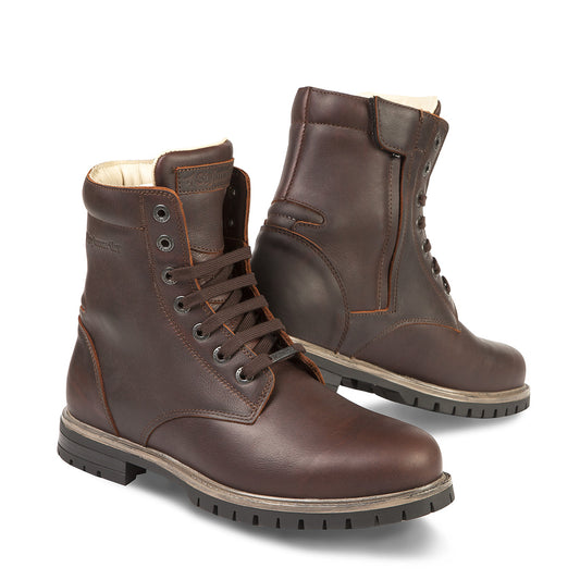 Bottines moto femme et homme cuir stylmartin ace marron vintage homologuées ce